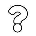 Black outline question mark icon.