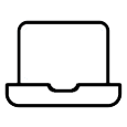 Black outline laptop icon.