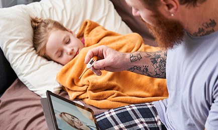 Man making video call with his doctor