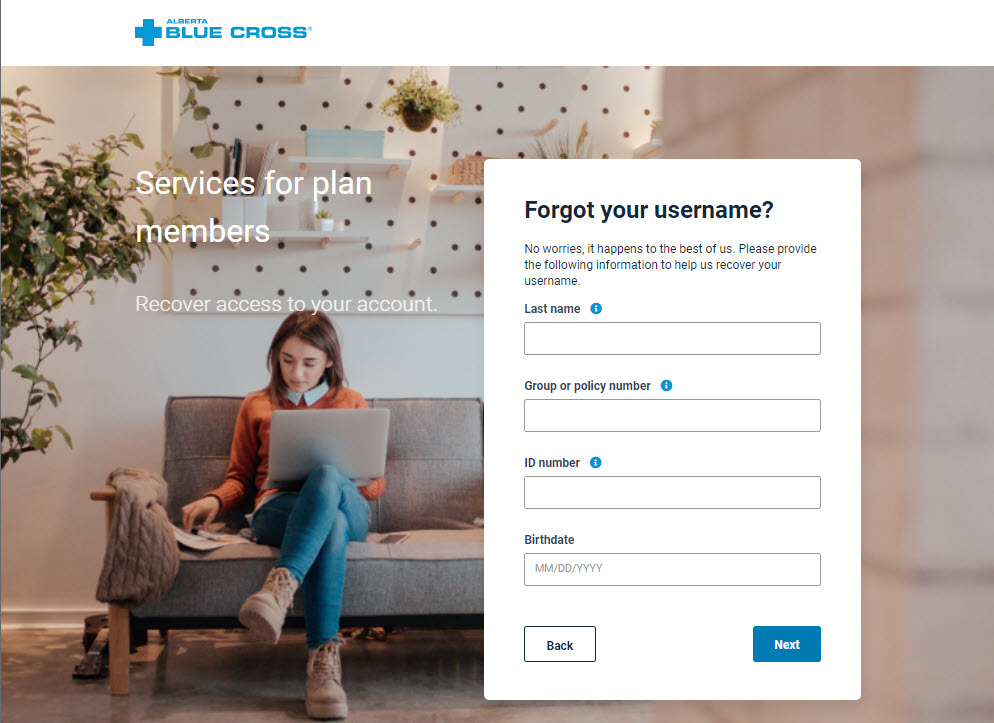 Alberta Blue Cross® member site home page.
