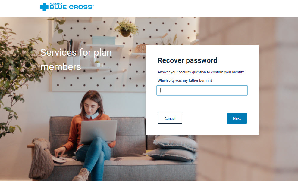 Alberta Blue Cross® member site home page.