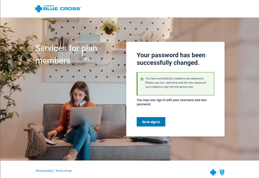 Alberta Blue Cross® member site home page.