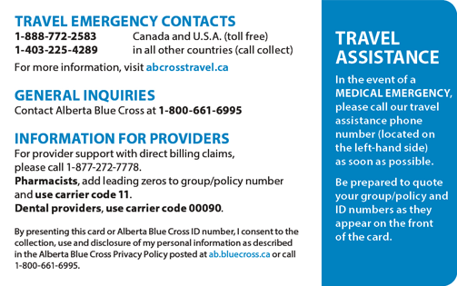 alberta blue cross travel insurance policy